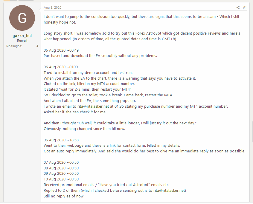 Astrobot customer review