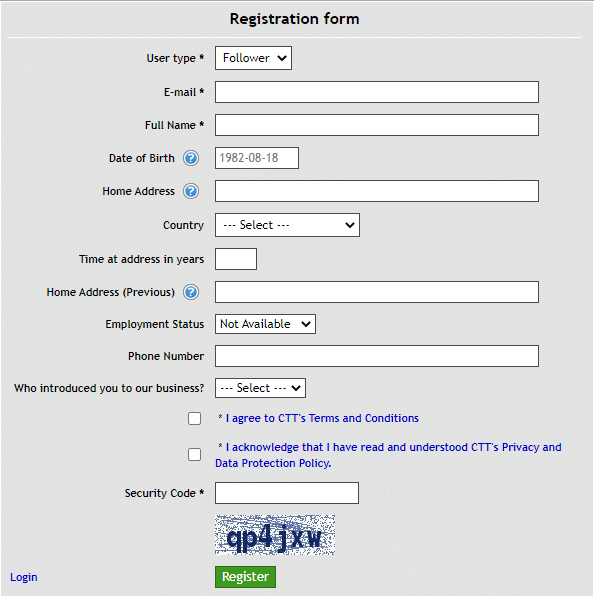 registration form