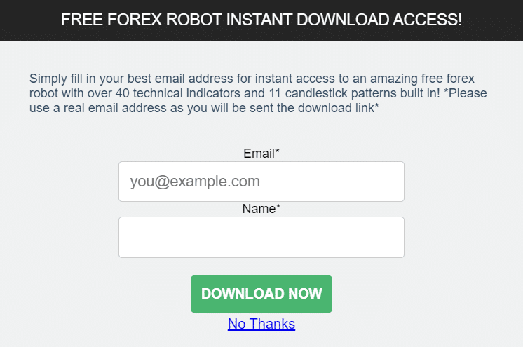 Forex Scalping EA pop-up offer