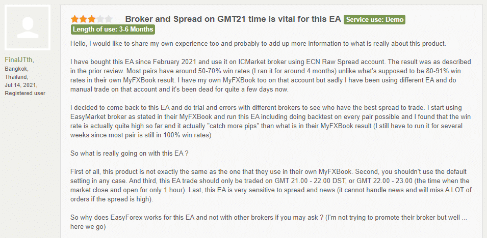 Customer review on FPA