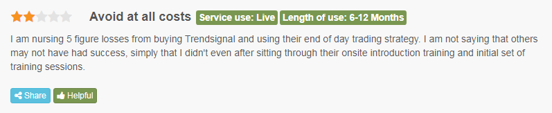 Customer stating he made 5 figure losses