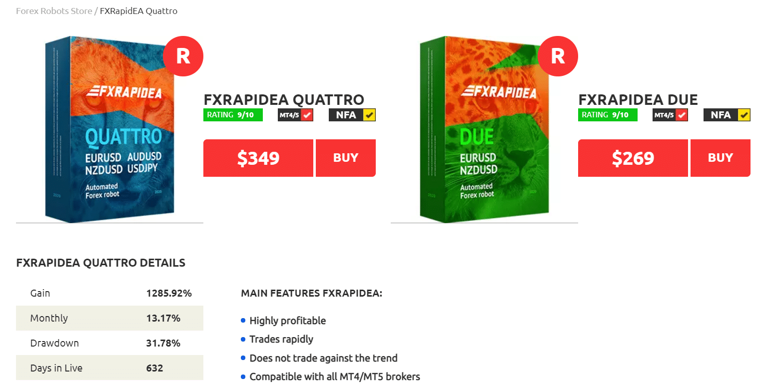 FX Rapid EA pricing details
