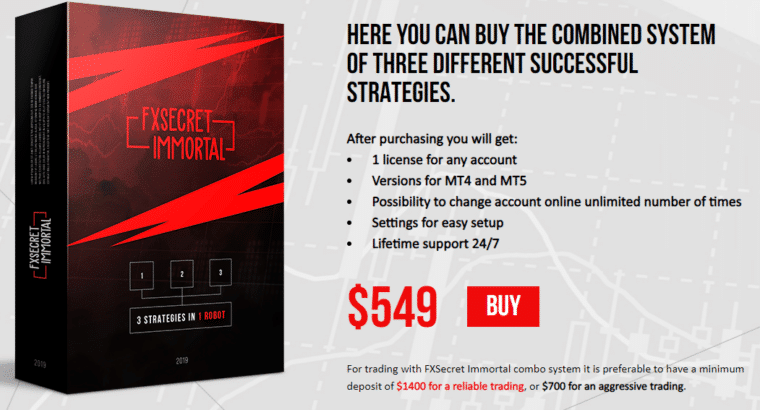 FXSecret Immortal pricing