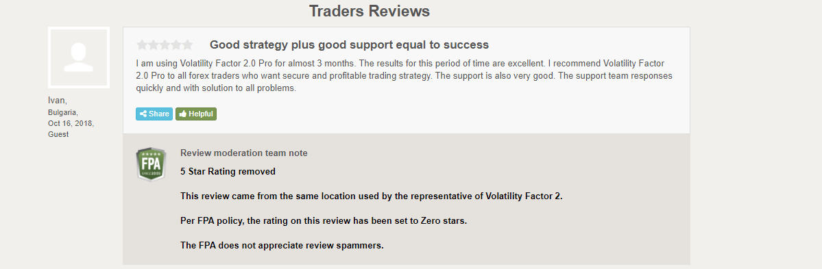 User review on FPA marked as spam