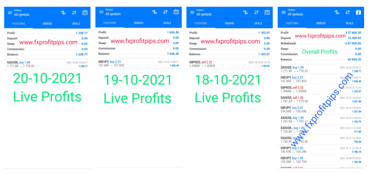 FX Profit Pips screenshots of trading results