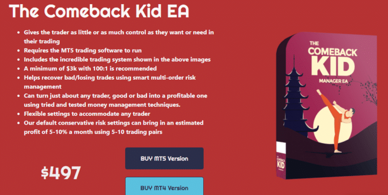 Pricing package of The Comeback Kid EA