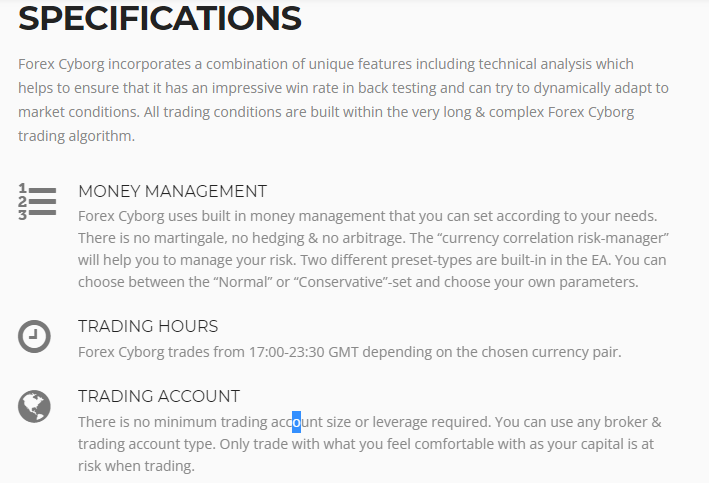Working method of Forex Cyborg