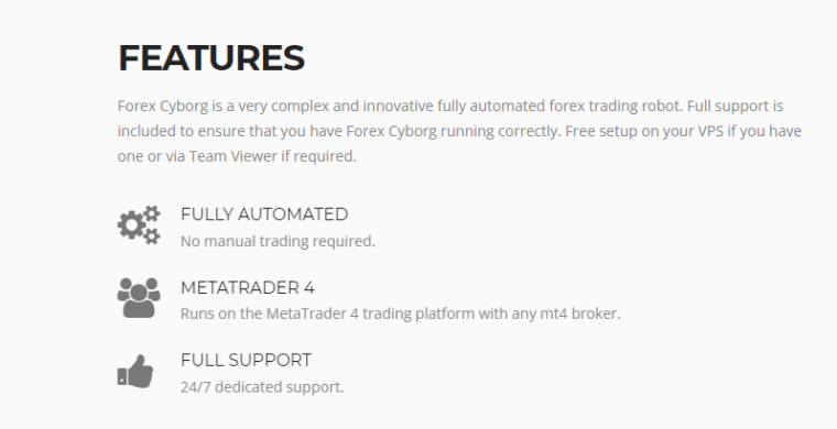 Features of Forex Cyborg