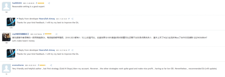 User reviews for GOLD M STOPS on MQL5