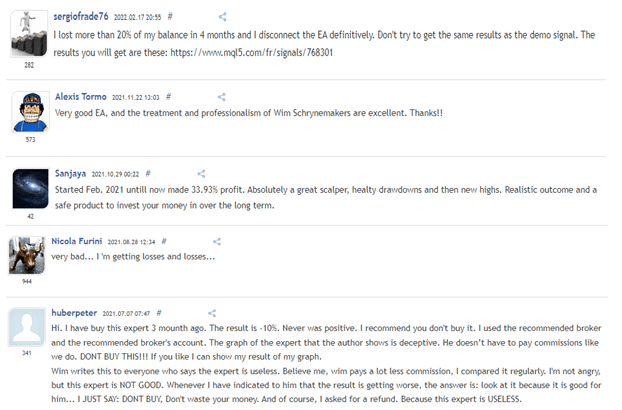 User testimonials n MQL5