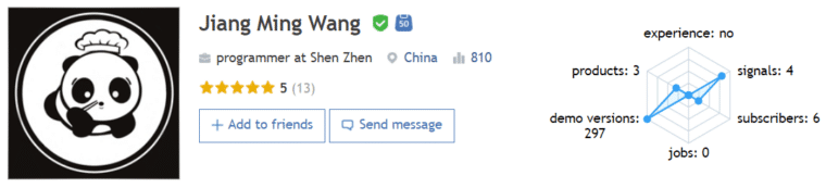 The developer’s profile