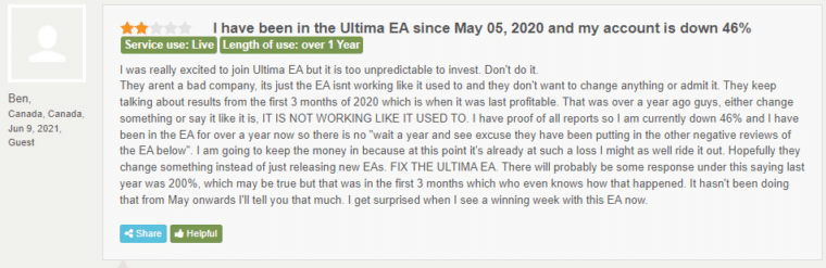 Negative user testimonial on Forex Peace Army