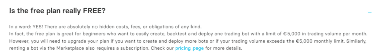 Free plan of Trality bot