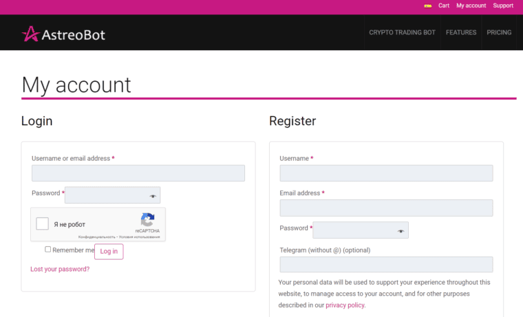 Account registration process