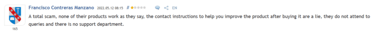 Customer review on the MQL5 website.